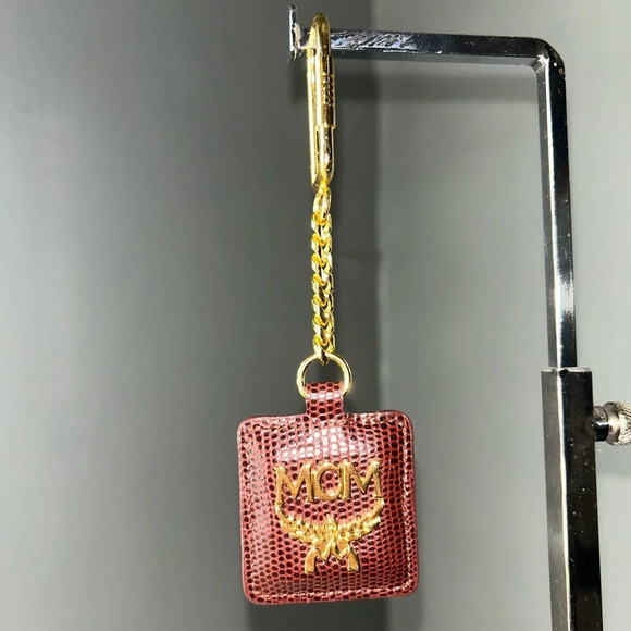 MCM Brown Pebbled Leather Keychain - Picture 2 of 5